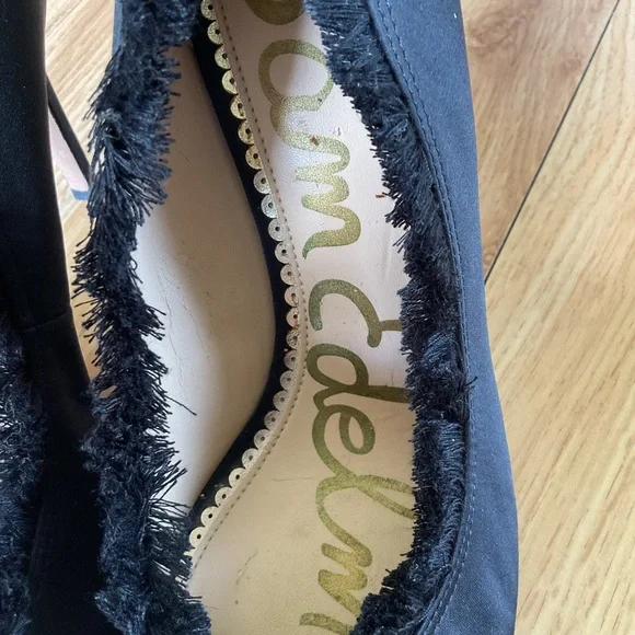 Sam Edelman Black Halan Frayed Pointed Toe Pump Size 6.5 - Picture 3 of 11